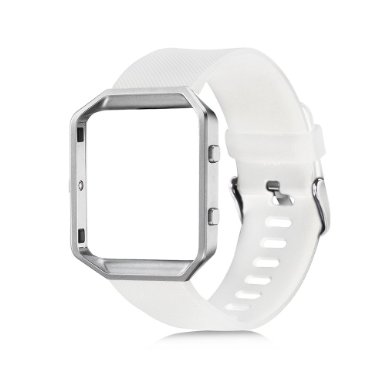 Fitbit Blaze Bands, Lamshaw Classic Replacement Band with Metal Frame case for Fitbit Blaze (Classic White_Small (5.5-6.7 in))