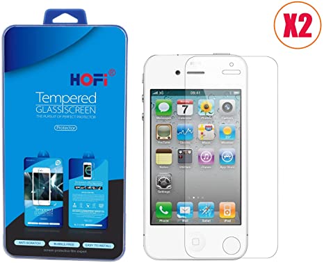 HOFi Ultimate Premium Tempered Glass Screen Protector for iPhone 4S / iPhone 4 (2 Pack)