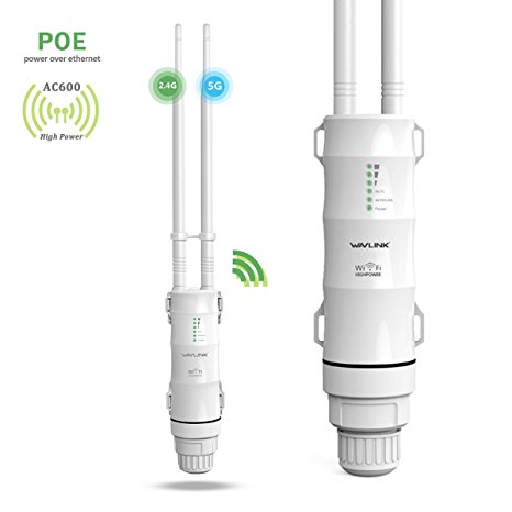 Outdoor Access Point, MECO AC600 Wireless Range Extender Wifi Repeater Router WISP Passive POE Waterproof Directional Antenna Dual Band 2.4GHz 150Mbps   5GHz 433Mbps for Garden Factory Community Street