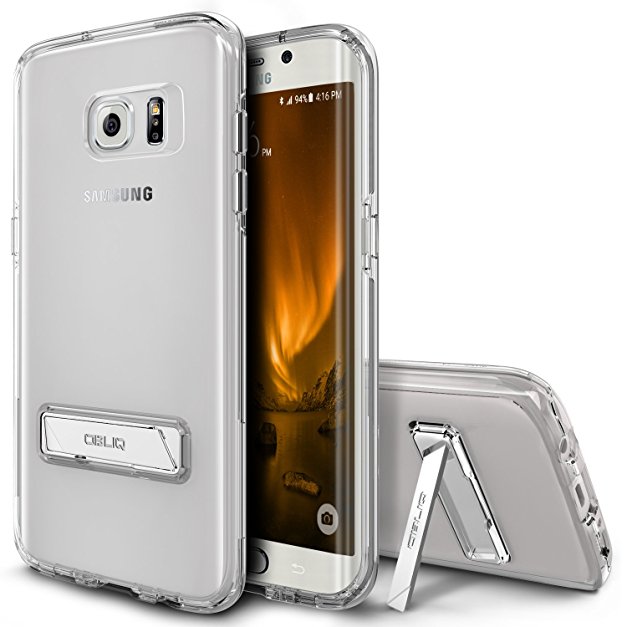 Galaxy S7 Edge Case, OBLIQ [NaKED SHIELD][Clear][Metal Kickstand] Slim Fit Crystal Clear Scratch Resist Heavy Duty Protection Dual Layer Case for Samsung Galaxy S7 Edge