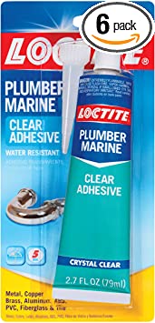 Loctite Plumber and Marine Clear Adhesive, 2.7 Fluid Ounce Tubes, 6 Pack (1716864-6)