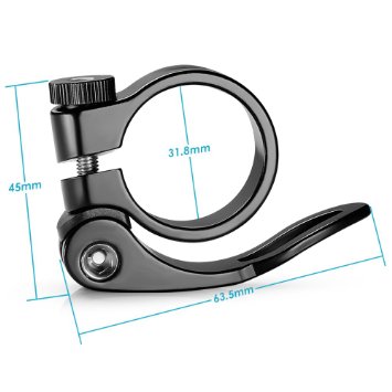 Neewer Aluminum Quick-Release Seat Post Clamp 31.8mm Black Bike Seat Clamps (1 Pack)