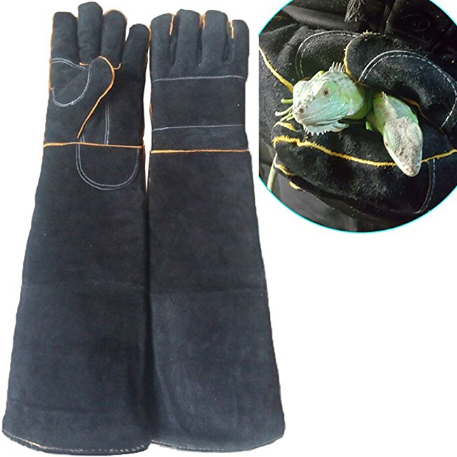WINGOFFLY 23.6"Animal Handling Anti-bite/scratch Gloves For Dog Cat Bird Snake Parrot Lizard Wild Animals Protection Gloves(Black)