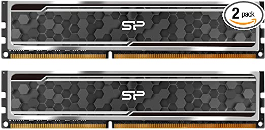 Silicon Power Gaming Series DDR4 16GB (8GBx2) 3200MHz (PC4 25600) 288-pin CL16 1.35V UDIMM Desktop Memory Module RAM with Heatsink Black/Grey SP016GXLZU320BDAJ5