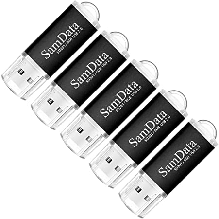 SamData USB Flash Drives 8GB 5 Pack USB 2.0 Thumb Drives Memory Stick Data Storage Jump Drive Zip Drive Drive with Led Indicator (Black, 8GB-5Pack)