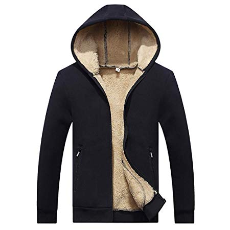 DaySeventh Men's Autumn Winter Hoodie Velvet Zipper Thickened Baseball Fleece Outwear Coat