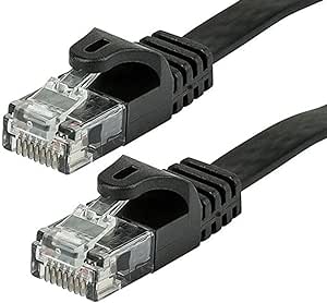 Monoprice Flat Cat6 Ethernet Patch Cable - 0.5 Feet - Black, Snagless RJ45, Flat, 550MHz, UTP, Pure Bare Copper Wire, 30AWG - Flexboot Series