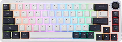 EPOMAKER TH68 Pro 65% 67Keys RGB Hot Swappable Programmable Bluetooth 5.0/2.4Ghz Wireless/USB-C Wired Triple Modes Mechanical Gaming Keyboard with Rotary Knob for Win/Mac (Flamingo Switch)