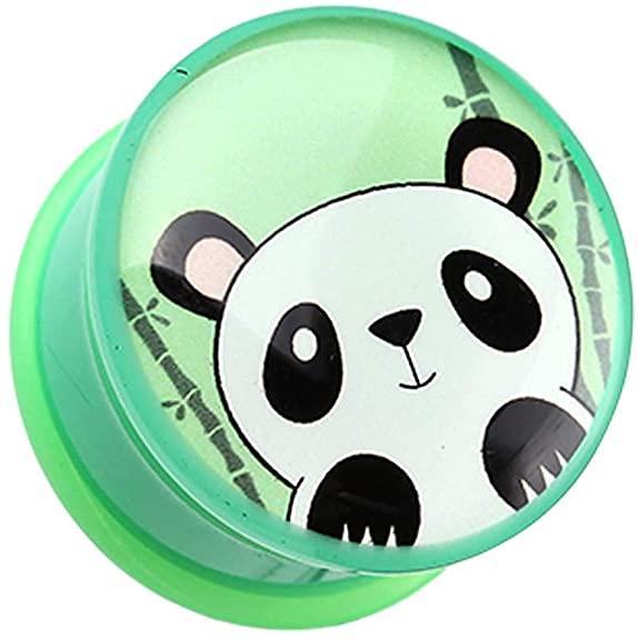 Covet Jewelry Bamboo Panda Single Flared Ear Gauge Plug
