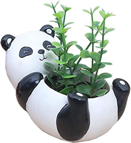 Youfui Cute Panda Flowerpot Animal Resin Succulent Planter Desk Mini Ornament