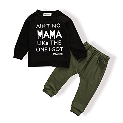 Baby Kids Toddler Boys Girls Clothing Printed Tops Pants Leggings Outfits Clothes Set