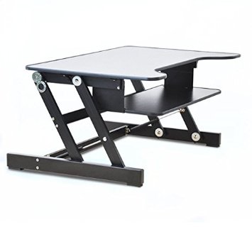 ER Healthy Sit-stand Desktop Computer Workstation | Height-adjustable Standing Desk | Raising and Lowering to Various Positions for Ergonomic Comfort (Black)