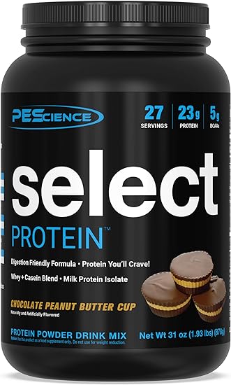 PEScience Select Low Carb Protein Powder, Chocolate Peanut Butter Cup, 27 Serving, Keto Friendly and Gluten Free