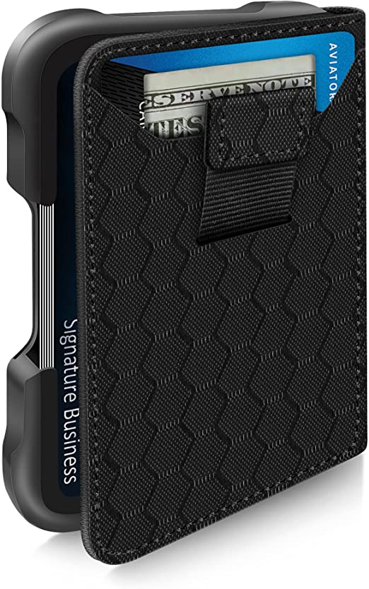 Grid Card Wallet with Clip Slim Wallet for Men, Aluminum Metal