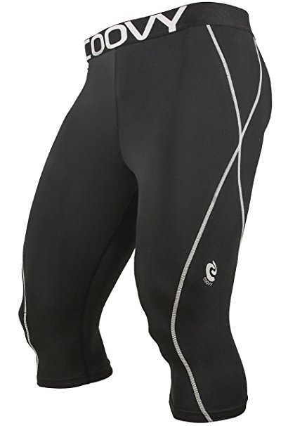 Men COOVY Sports Compression Under Base Layer 3/4 Tights Armour Pants