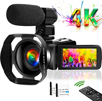 Video Camera 4K Camcorder Vlogging Camera for YouTube UHD 48M 30FPS Digital Zoom Camcorder IR Night Vision 3 in Touch Screen Support Webcam Microphone