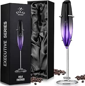 Zulay Executive Series Ultra Premium Gift Milk Frother For Coffee with Deluxe, Radiant Finish - Coffee Frother Handheld Foam Maker - Electric Milk Frother Handheld For Lattes Premium UV Galaxy