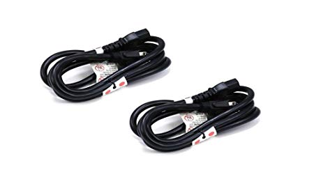 C&E 2 PCS, Power Cord Cable w/ 3 Conductor 14AWG PC Power Connector Socket (C13/5-15P) Black 10 Feet, CNE591681