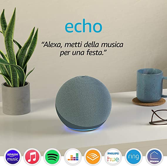 Echo (4ª generazione) - Audio di alta qualità, hub per Casa Intelligente e Alexa - Ceruleo