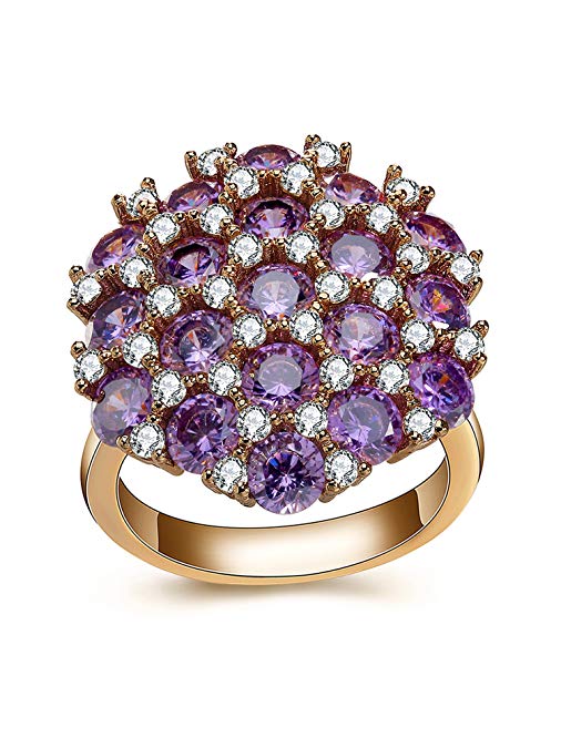 Ginger Lyne Collection Purple Clear Cubic Zirconia Rose Gold Plated Large Statement Ring