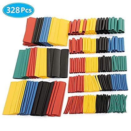 MCIGICM 328 pcs Heat Shrink Tubing 2:1, Waterproof Electrical Wire Cable Wrap Assortment Electric Insulation Heat Shrink Tube Kit (8 Sizes, 5 Color)