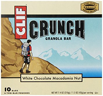 CLIF CRUNCH- Granola Bar - White Chocolate Macadamia - (1.48 Ounce, 5 Two-Bar Snack Pouches)