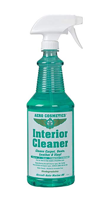 Aero Cosmetics Interior Cleaner, Carpet Cleaner, Seat Cleaner, Fabric Cleaner, Cleans Carpets, Seats, Leather Vinyl, Aircraft Quality your Car Boat RV Meets Boeing Airbus Specs. (32 ounce)