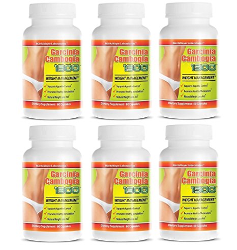 Garcinia Cambogia Extract 1300 Weight Management Contains 60% HCA 6 Bottles