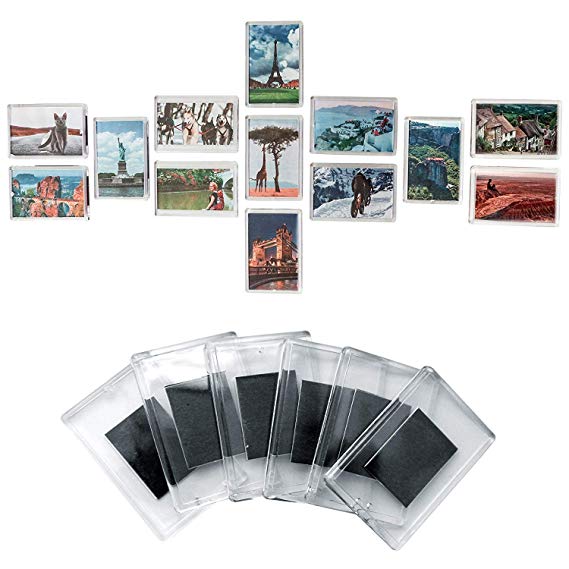 Set of 50 Blank Photo Frame Fridge Magnets by Kurtzy - Quality Clear Acrylic Refrigerator Magnet with Picture Insert Size 7cmx4.5cm - Magnetic Frame Great for Family Photos, art work & Fun for Kids