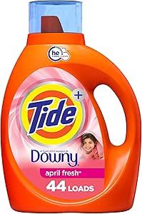 Tide plus Downy, Liquid Laundry Detergent, HE Compatible, April Fresh Scent, 63 fl oz, 44 loads