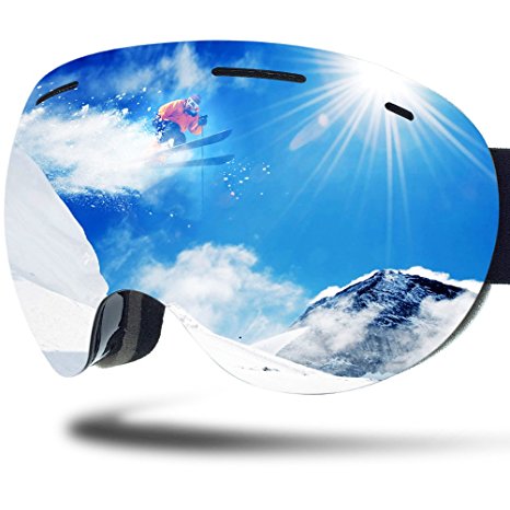 ZIONOR Lagopus X5 Frameless Ski Snowmobile Snowboard Skate Goggles with 100% UV400 Protection Anti-fog Oversize Spherical Goggle for Adult Men and Women