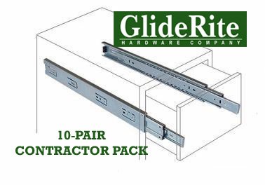 GlideRite Hardware 2270-ZC - 22-inch 100 Lb. Full Extension Ball Bearing Drawer Slides with 1" Over-travel (10 Pairs)