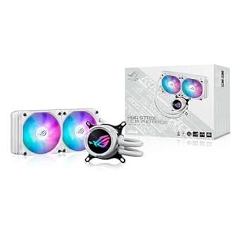 ASUS ROG Strix LC III 240 ARGB White Edition All-in-one CPU Liquid Cooler with 360° rotatable Water Block, Asetek’s New Gen7 v2 Pump, Premium ROG ARGB Fans, and 10  Custom Aura Lighting Effects