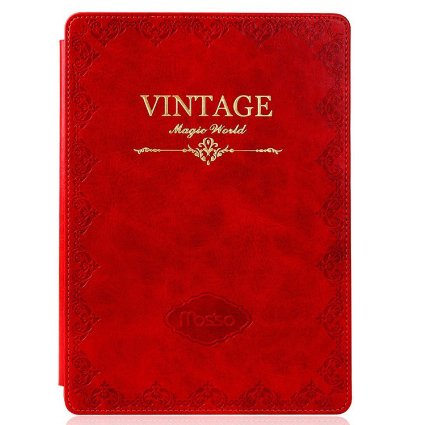 Mosiso - Classic Retro Book Style Smart Case for Kindle Paperwhite 3 (2015) and 2 - Slim-Fit Sleeve Cover, Red