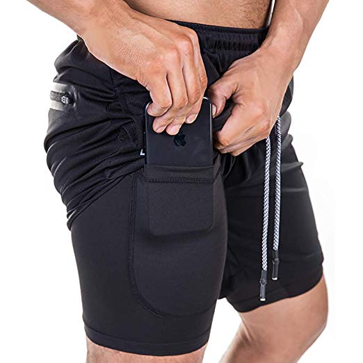 INNOLV Men's Workout Shorts 7" Running Gym Athletic Short 2 in 1 with Phone Pocket