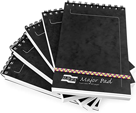 Clairefontaine Europa Major Notemaker Notebook - A5-90gsm - 300 Pages - Black - Pack of 5
