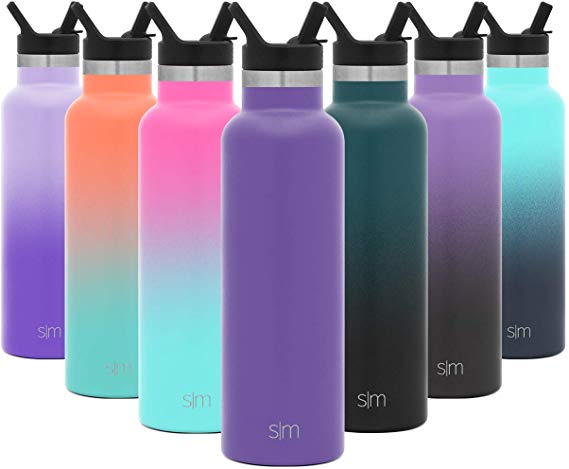 Simple Modern 20oz Ascent Water Bottle with Straw Lid - Stainless Steel Hydro Tumbler Flask - Double Wall Vacuum Insulated Small Reusable Metal Leakproof -Lilac