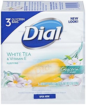 Dial Glycerin Bar Soap, White Tea & Vitamin E, 4 Ounce Bars, 3 Count