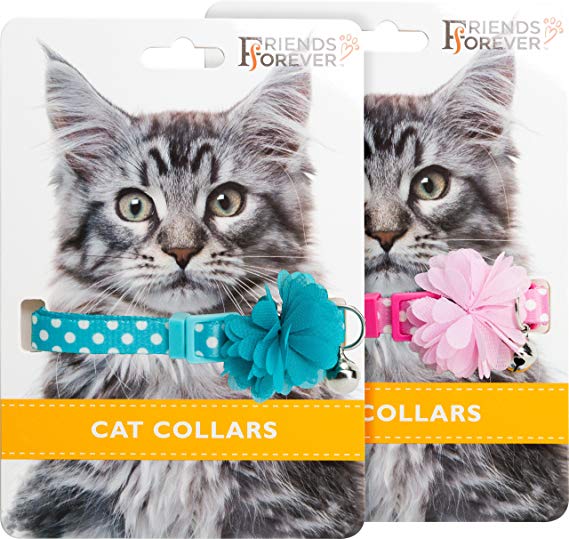 Breakaway Cat Collar - Fancy Cat Collars Breakaway with Bell by Friends Forever, Reflective / Geo × Trible / Flower, Neck 7-11"