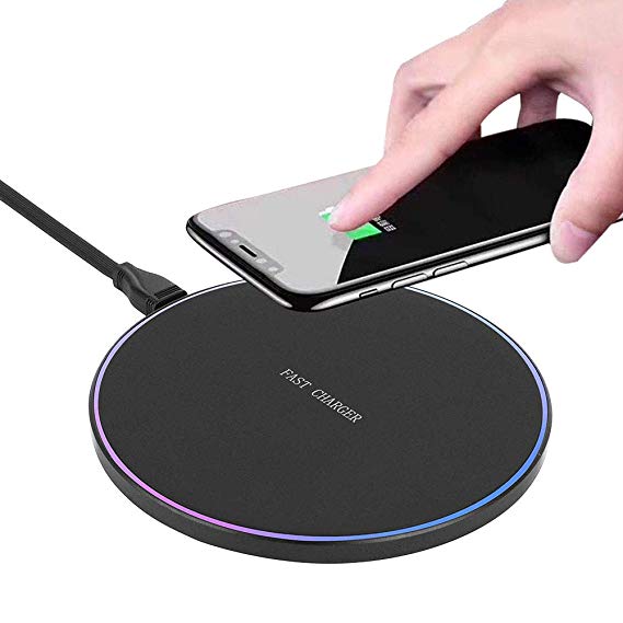 SOKER Wireless Charger 10W Wireless Fast Charging Pad for Samsung S6/S7/S8/Note 9/Note 8, LG NEXUS5-No AC Adapter(Round Black)