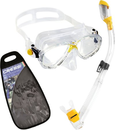 Cressi Snorkeling Gear, Mask Dry Snorkel Set with Bag - Cressi Italian Quality Since 1946