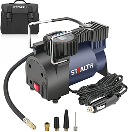 Stealth Air Compressor Tire Inflator Portable 12V DC Auto Digital Tire Pump ,120PSI Air Pump for Car Tires with Emergency LED Light for Cars, Trucks, Motorcycles and Other Inflatables ST-IN210DC Small