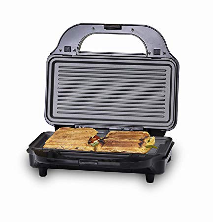 Tower T27020 3-in-1 Grill with Sandwich and Waffle Maker with Non-Stick Removable Plates 900 W, Silver