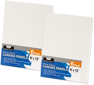 Royal & Langnickel Essentials 9x12" Triple Gessoed Canvas Panel Value Pack, for Oil and Acrylic Painting, 12 Pack