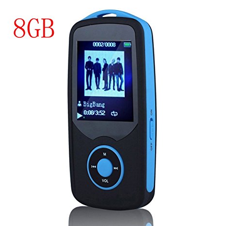HONGYU R06 Portable Hi-Fi 8GB Bluetooth MP3 Music Player with FM Radio and Voice Recorder 50 Hours Lossless Playing & Supports up to 64GB(Color Blue)