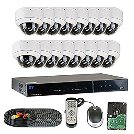 GW Security 16CH HD DVR Security System, QR-Code Connection, 16 Day Night 2400TVL High Resolution Weatherproof 2.8~12mm Varifocal Dome Cameras CCTV Surveillance System 4TB HDD