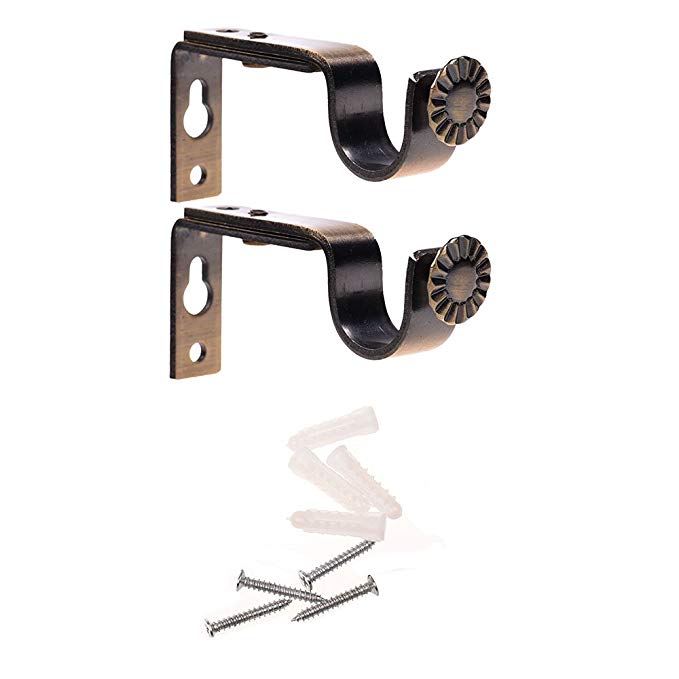 CellCase Set of 2 Bronze Color Adjustable Heavy Duty Curtain Rod Holder Brackets for 3/4 or 5/8 Inch Rod