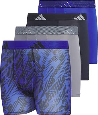 adidas Boys' Athletic Fit Microfiber Boxer Brief Underwear Designed for Active Sport and All Day Comfort (4 Pack)