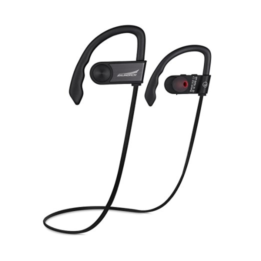 Bluetooth Headphones By Saunorch Sports Bluetooth In-Ear Earbuds With Noise Reduction Streaming Music Stereo Beats Gym Headset With Mic Sweatproof For IPhone Samsung-Black