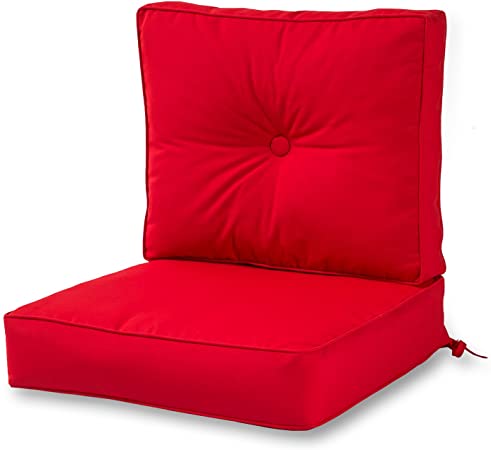 Greendale Home Fashions AZSC7830-JOCKEYRED Ruby Outdoor 2-Piece Sunbrella Fabric Deep Seat Cushion Set